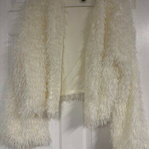 Shaggy Fur Coat Forever 21 Womens Fluffy Faux Fur White